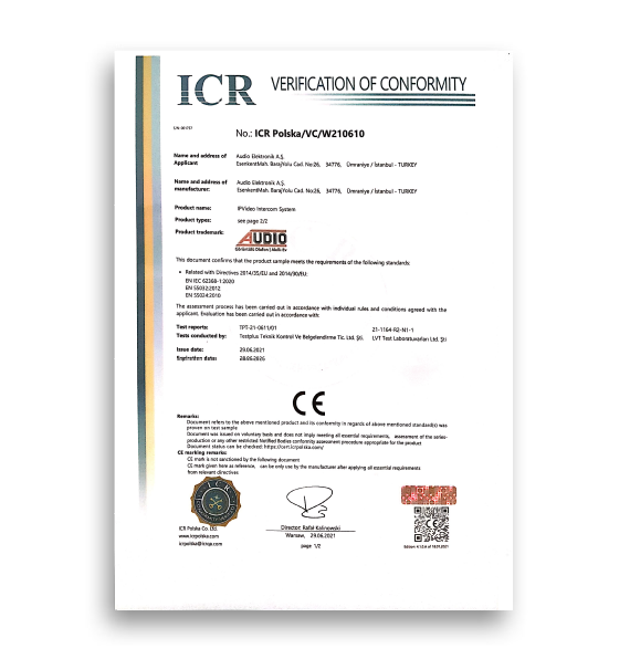  IP ÜRÜNLER CE Belgesi 2021-2026